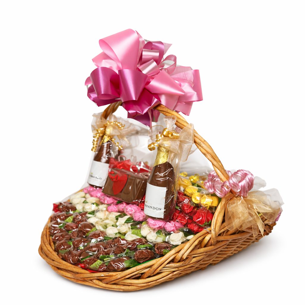 Chocolate Rose Statement Basket - - Chocolate Roses