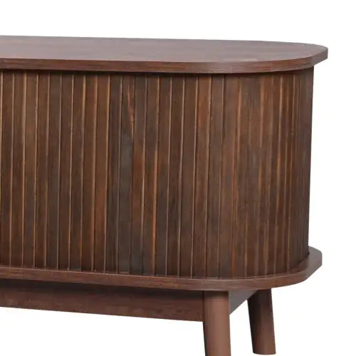 Rattan TV Stand with Solid Wood Legs - - cabinet
