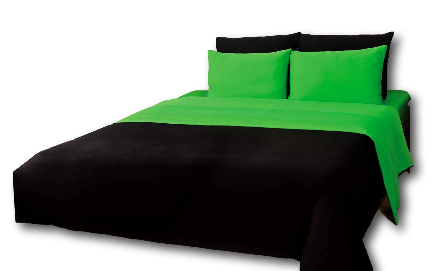 Tache Cotton Lime Green Black Reversible Comforter Set With Zipper Cover - - Comforter
