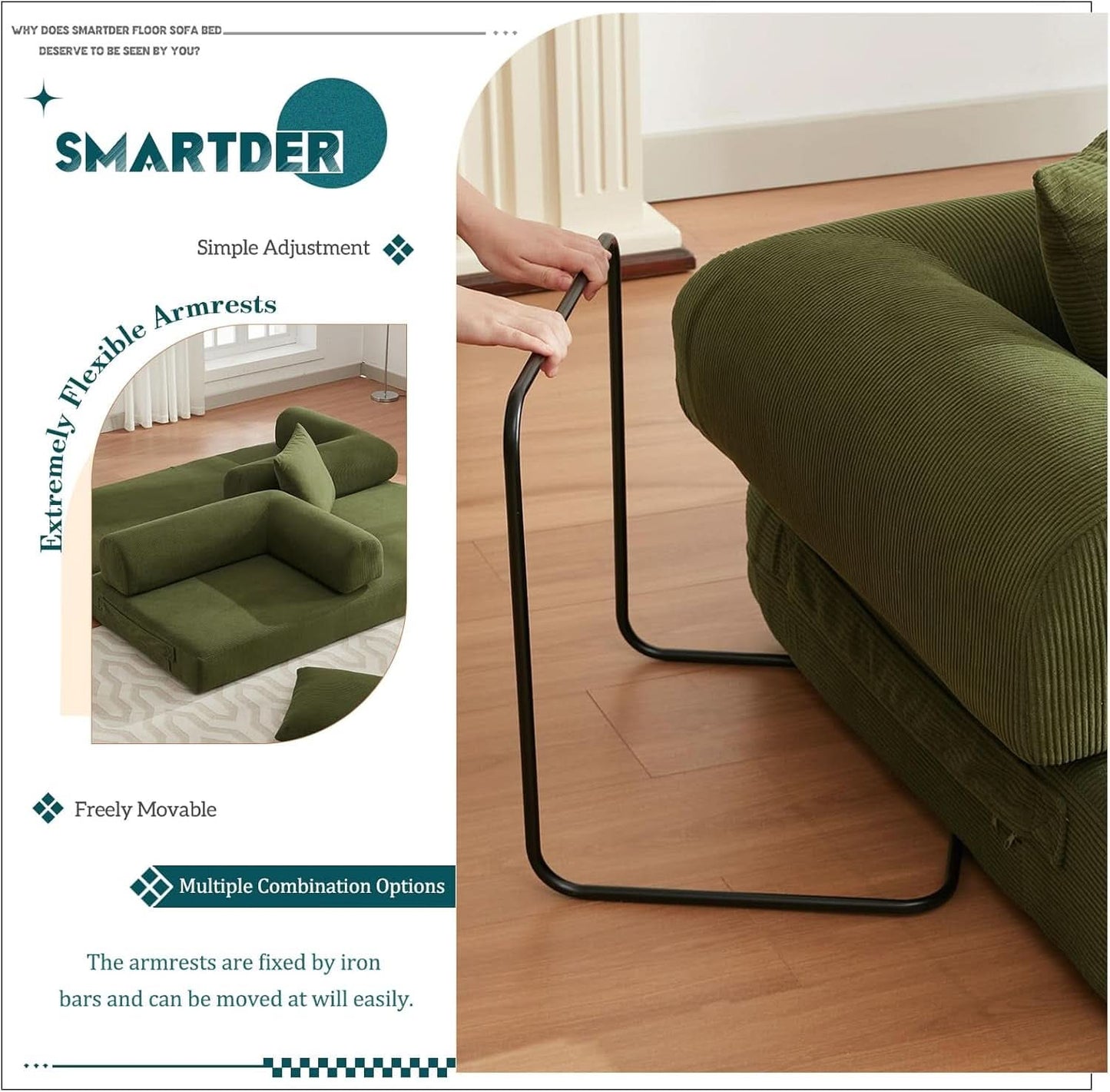 Convertible Folding Sofa Bed with Removable Backrest- ShipItFurniture- {{Product type}}