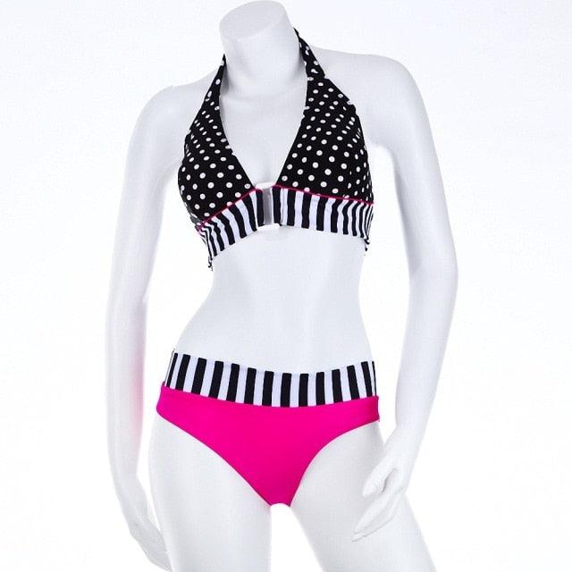 Cutest Retro Swimsuit Swimwear Vintage High Waist Swimsuit For Women Halter 2 Piece Bathing Suit Ruffle Bikini Set Tummy Control Vintage Pin Up High Waist Bikini Set For Women Swimming Bathing Suit S/M/L/XL - - STBK234GFD