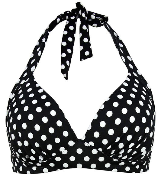 Black Polka Dot Vintage 50s Halter Neck Tie Knot Bikini Top - - Women's Fashion - Women's Clothing - Tops & Tees