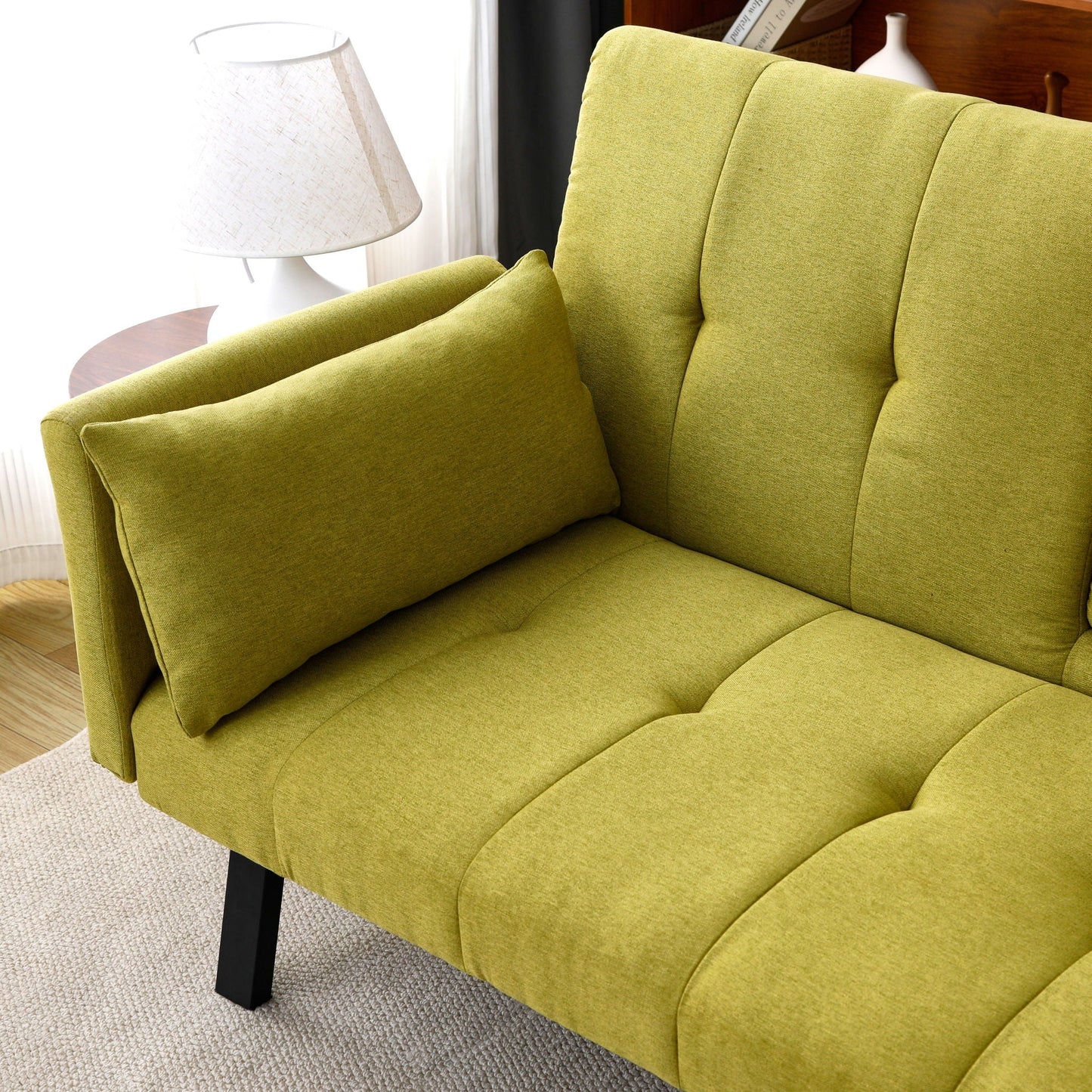 Sofa Bed With Foldable Design And Cup Holder - Green- Unique Piece Furniture- {{Product type}}
