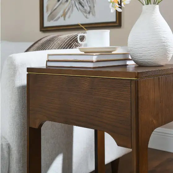 Small Raised End Table Sofa Table with Storage Shelves - Kia Day Design