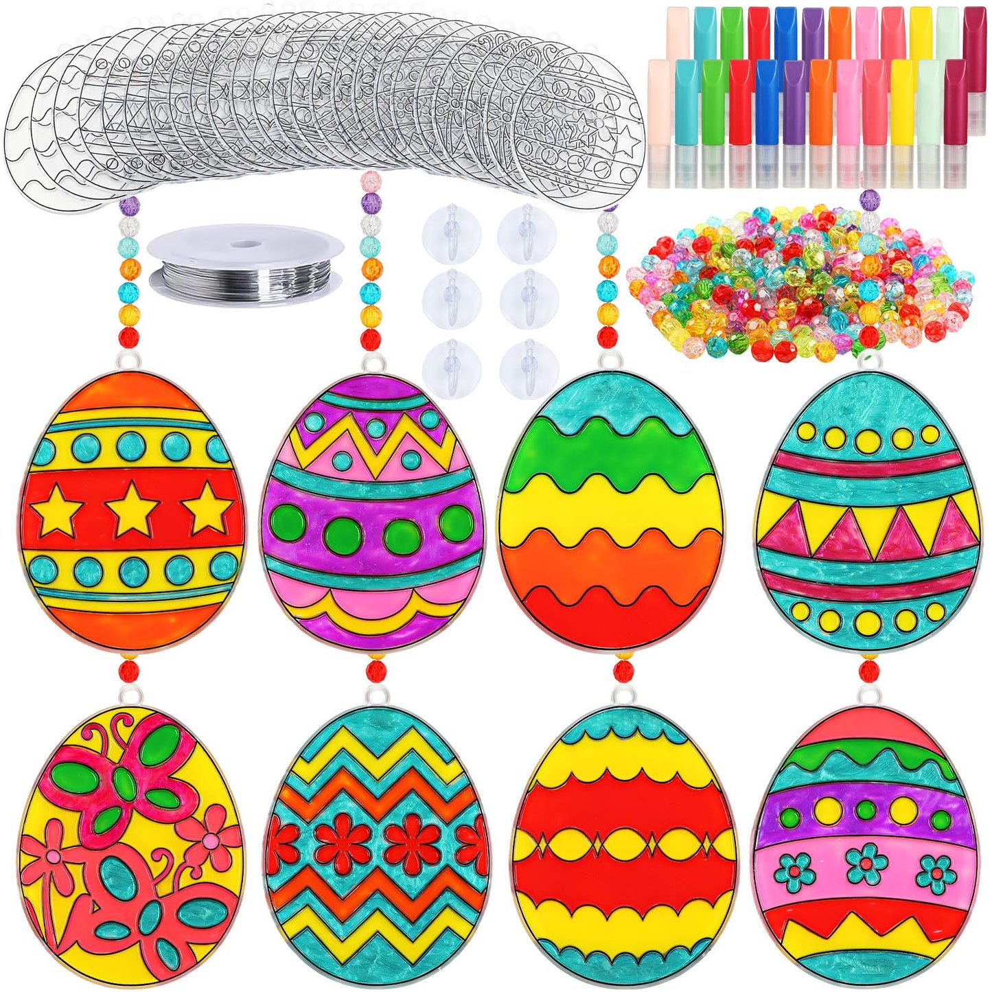 Easter Egg Suncatcher 32-Piece DIY Kit - - suncatchers