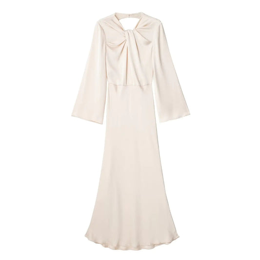 Spring Design Silk Satin Texture Dress - - dress