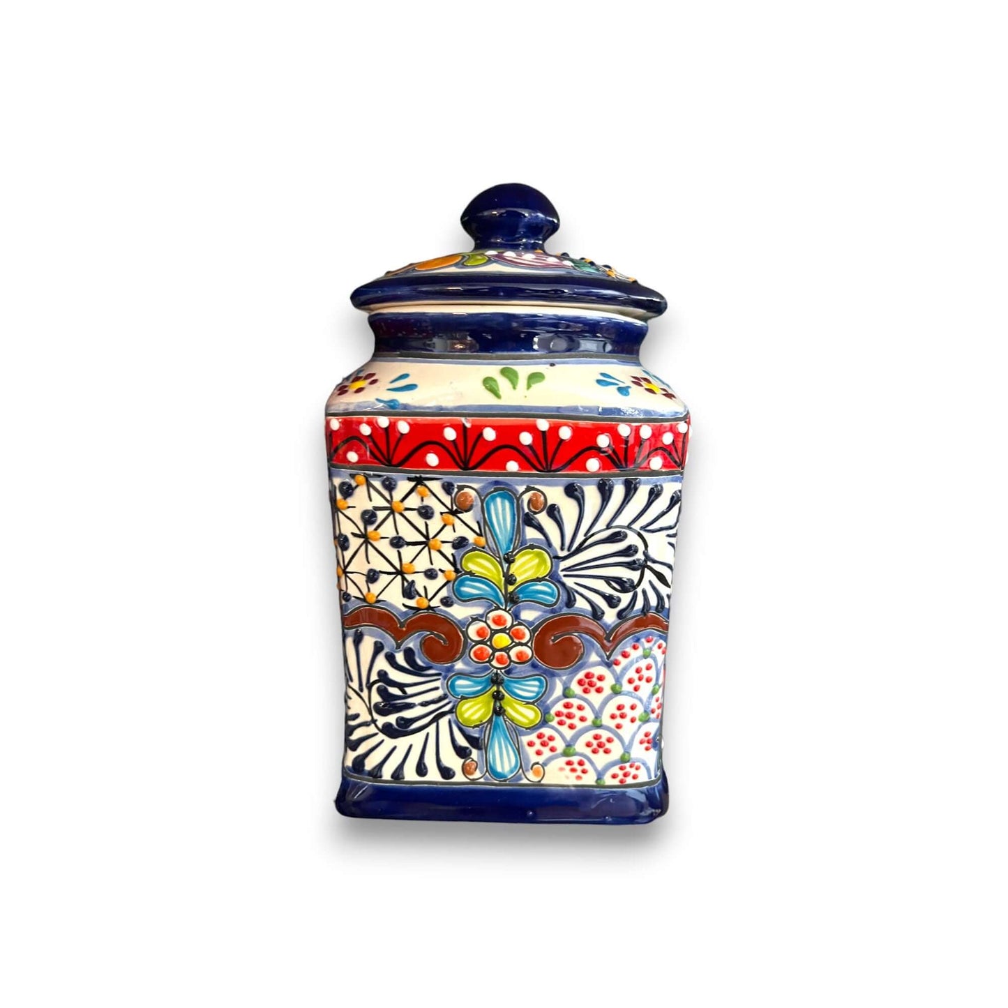 Talavera Canister Set Dark Blue Mexican Kitchen Storage Jars - - Talavera Canister Set