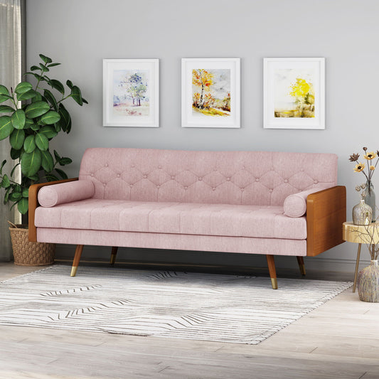 Aidan - Mid Century Modern Tufted Fabric Sofa - - Stationary Sofas