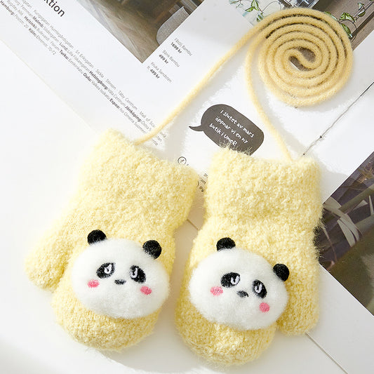 Cute Cartoon Baby Winter Mittens - Yellow Free Size - mittens