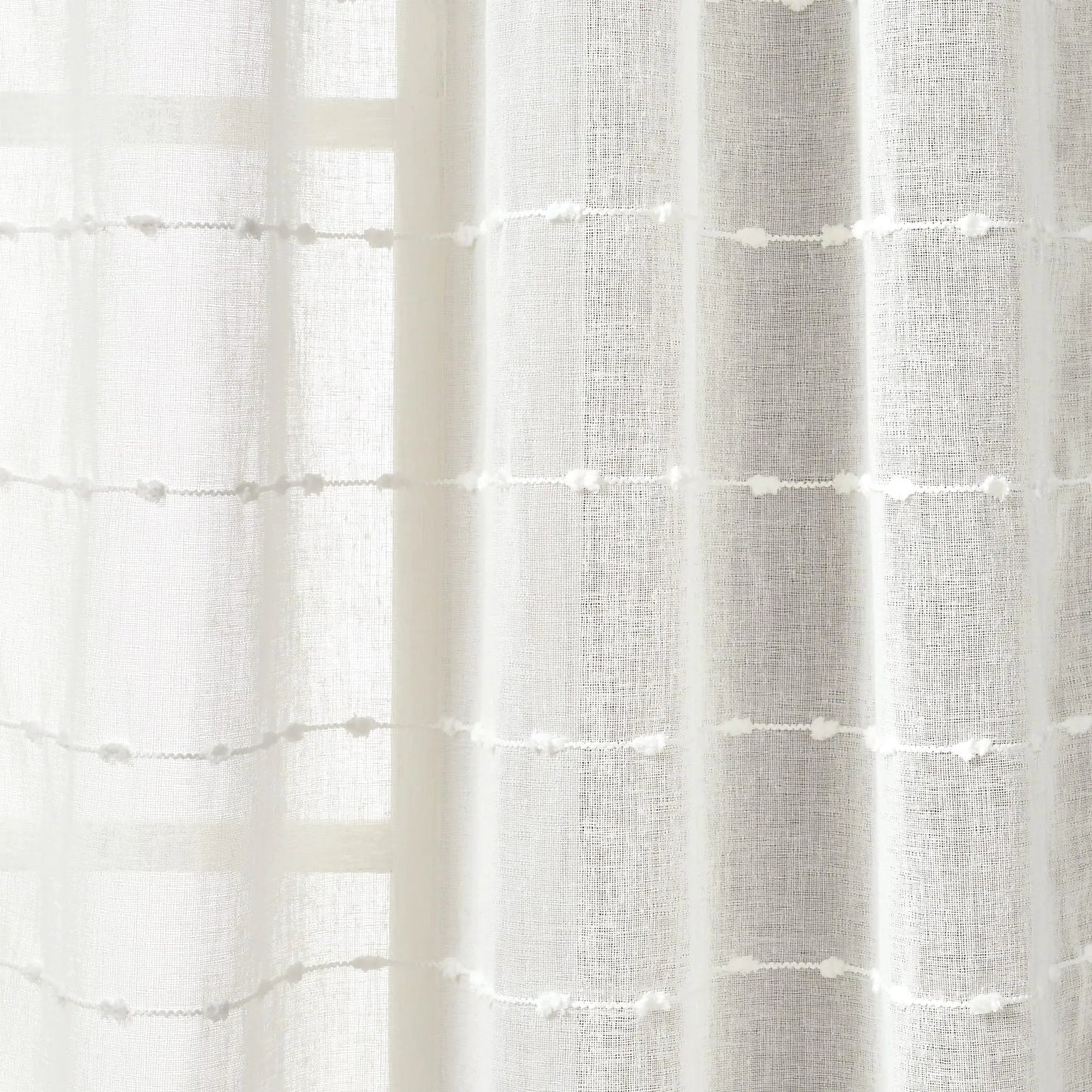 Beige Sheer Textured Grommet Window Curtain Set - - curtains