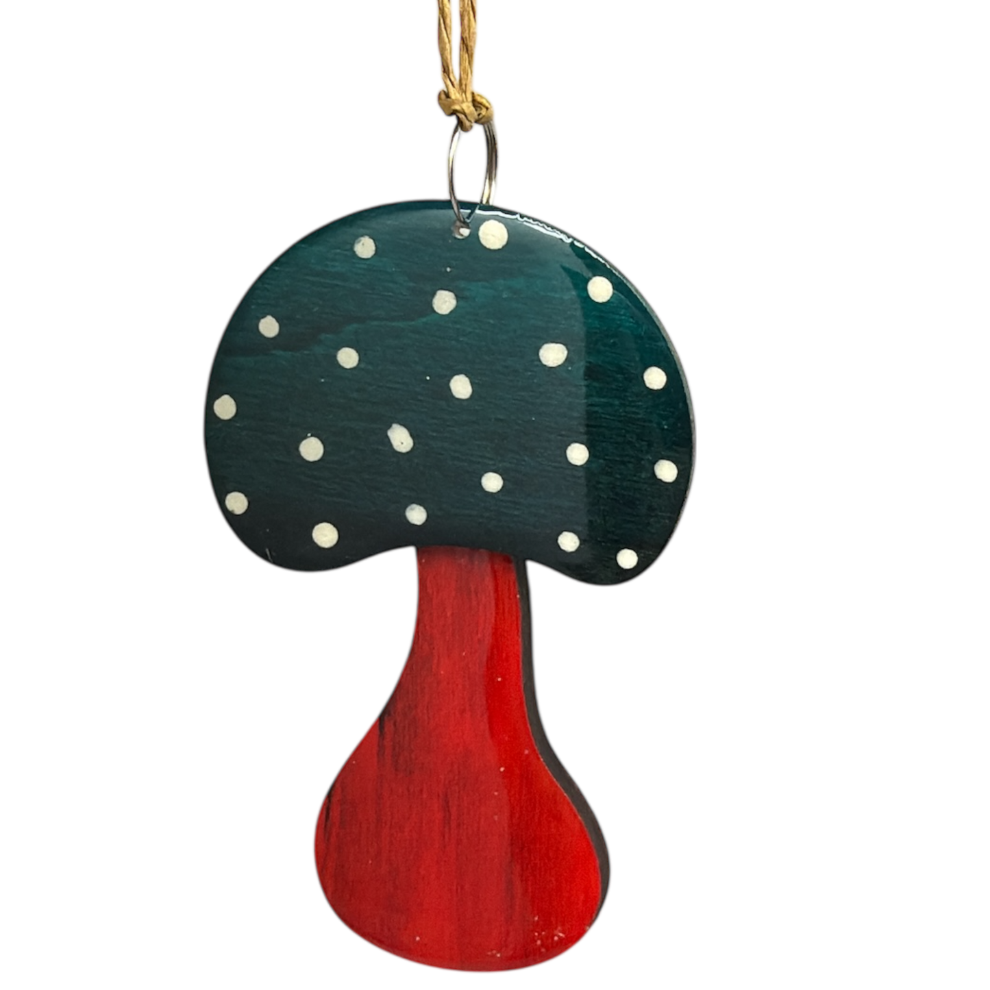 Glossy Wooden Mushroom Ornament - 3 1/2 Inches - Default Title - Christmas >> Ornaments