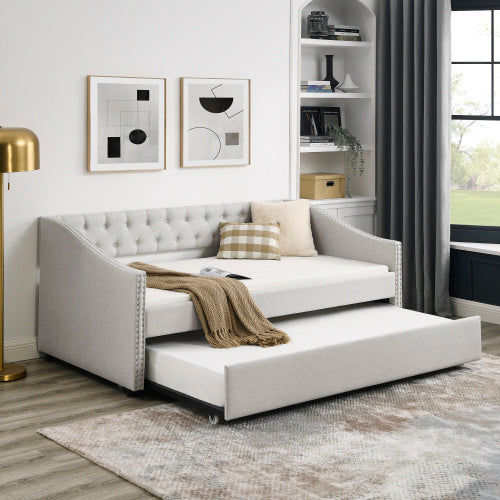 The Double Sofa Bed Has A Double Roller Upholstered Tufted Sofa Bed - - sofa bed