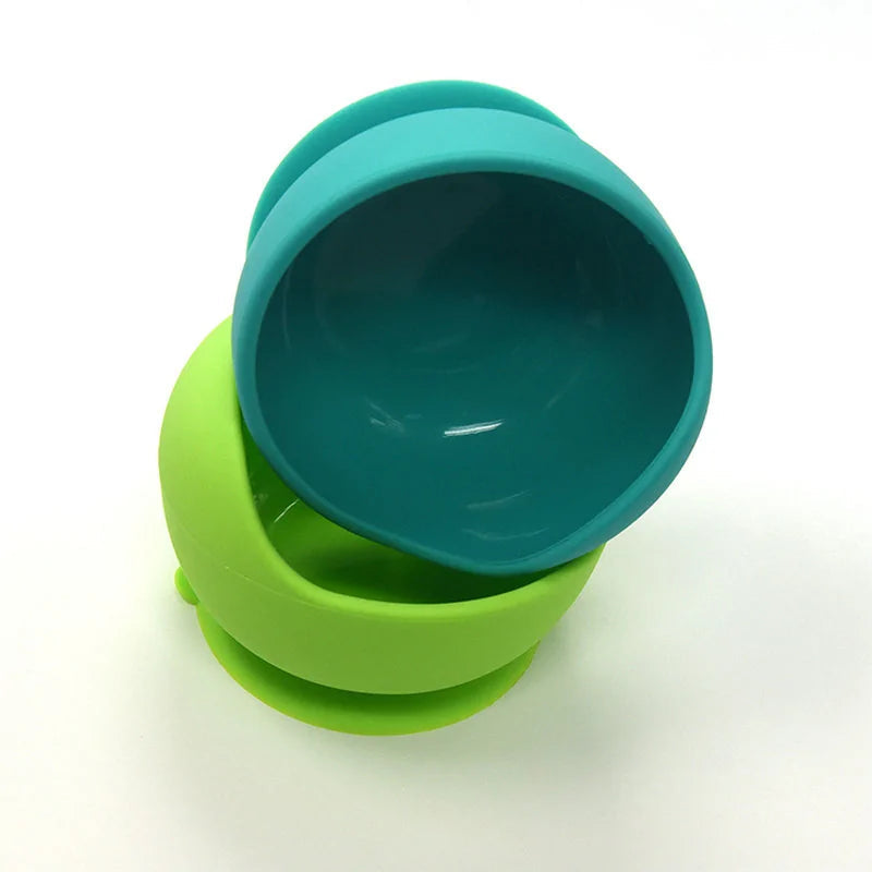 Baby Silicone Feeding Set with Wooden Handle Spoon