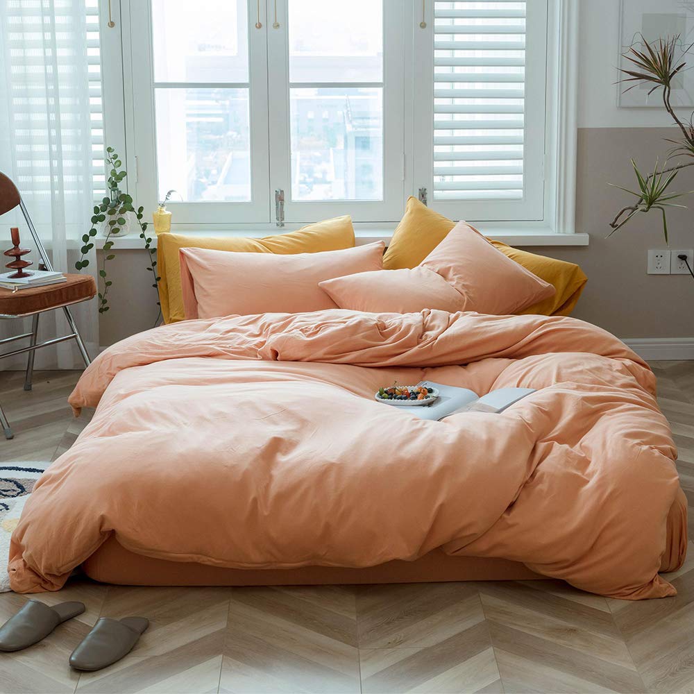 Peach Pink Jersey Comfort Full Duvet Set - - duvet set