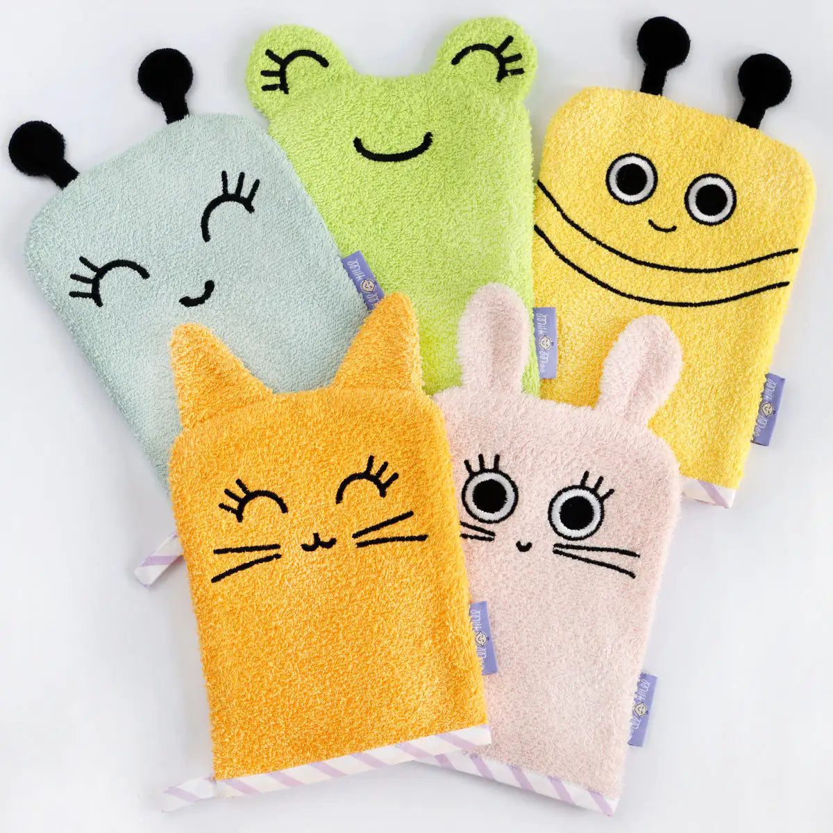 Milk&Moo Buzzy Bee Bath Glove, 100% Cotton, Ultra Soft, for Kids Kia Day Design