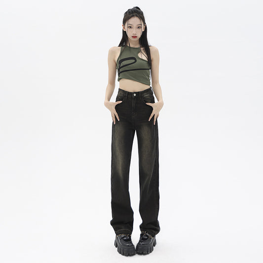 High Waist Wide Leg Jeans for Women - Retro Style - Blue Lengthened S - Women's Fashion - Women's Clothing - Bottoms - Jeans
