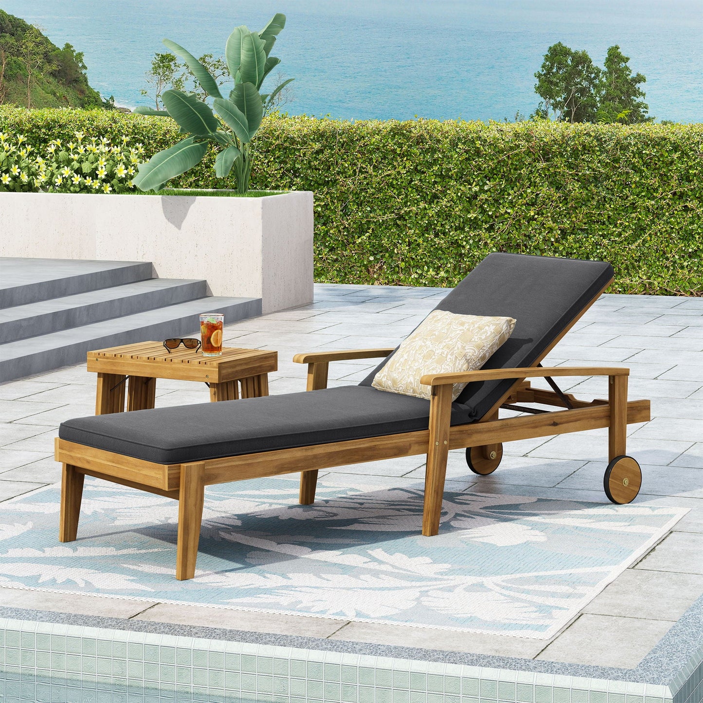 Jason - Chaise Lounge Adjustable Acacia Wood Outdoor Furniture - - Chaises