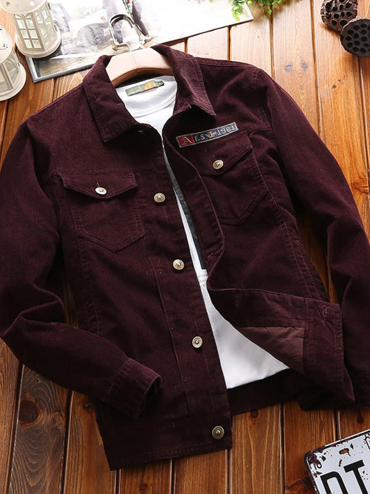 Men's Plus Size Button Up Long Sleeve Jacket - Paohong -