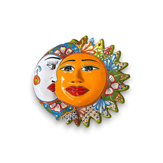 Extra Large Talavera Sun & Moon Wall Art Mexican Eclipse Decor - - Talavera Wall Art