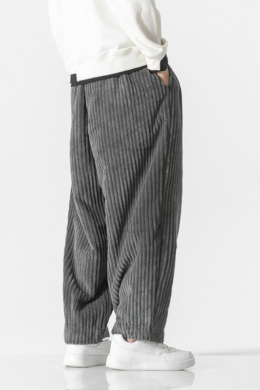 Men's Plus Size Corduroy Wide Leg Casual Pants - -