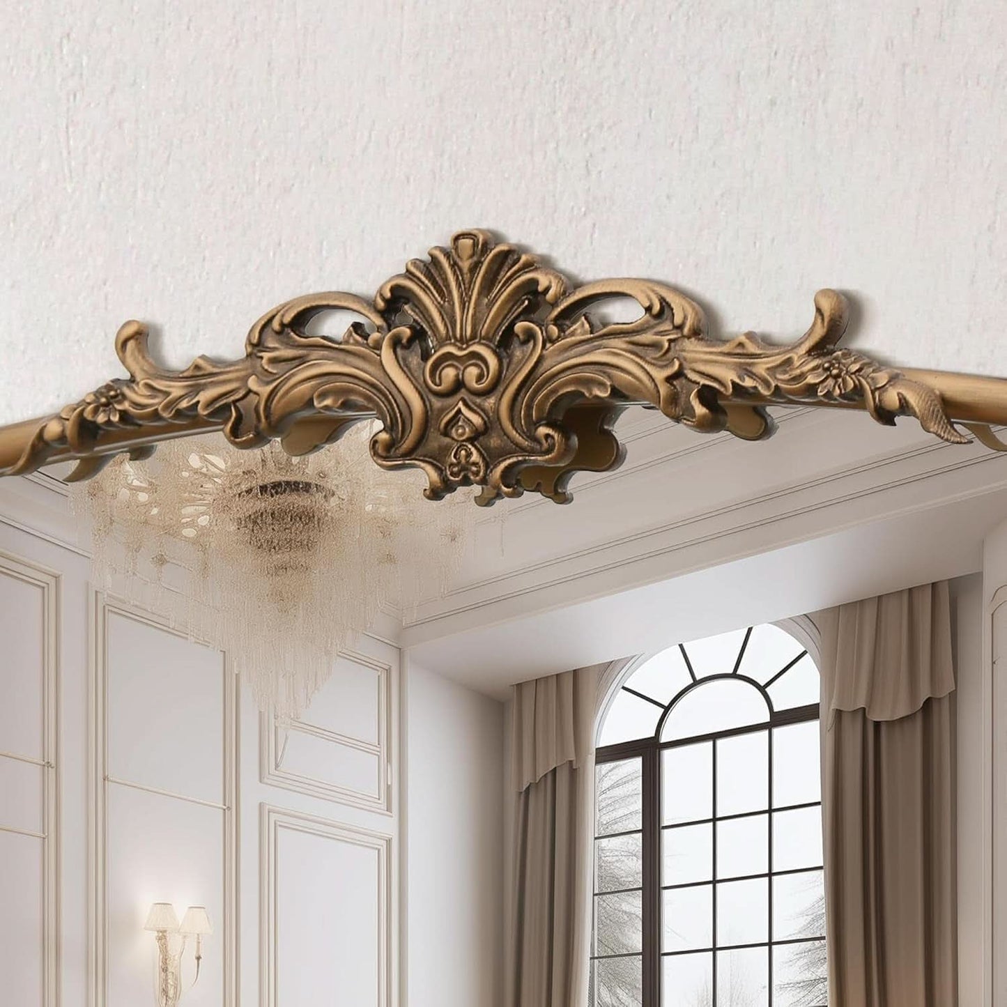 Arched Gold Wall Mirror 40x30 Inches Vintage Ornate - -