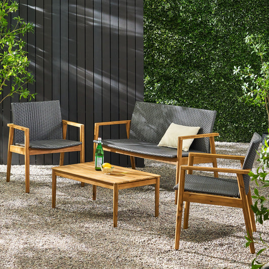Bryan - Chat Set Outdoor Furniture Frame - Teak - - 4 Piece Outdoor Sets