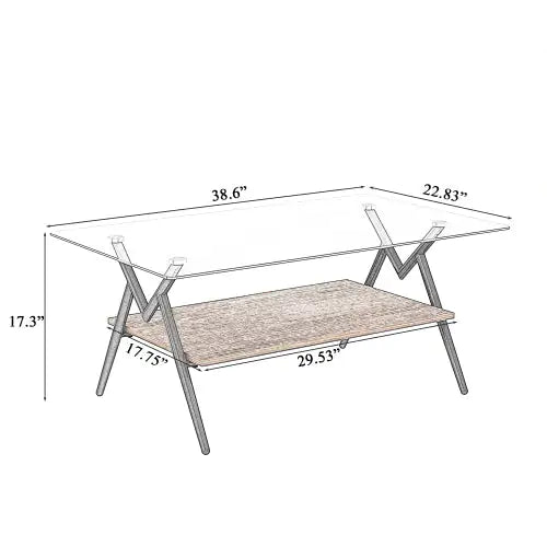 Glass Top Rectangular Coffee Table - - table