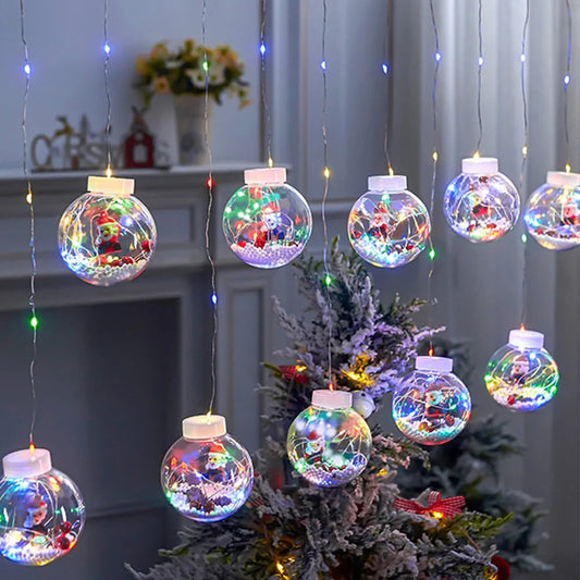 Christmas Curtain String Light Balls - Kia Day Design