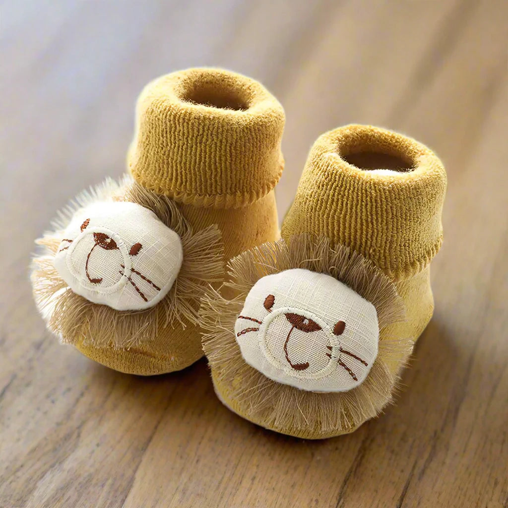 Baby Socks Brown + Lion