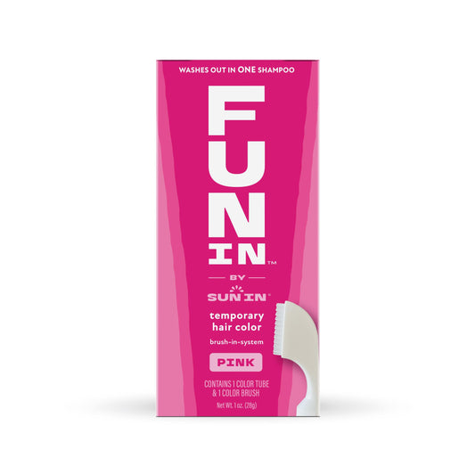 Fun In by Sun In Temporary Hair Color Pink Easy Brush Applicator Washes Out in One Shampoo - - hair color
