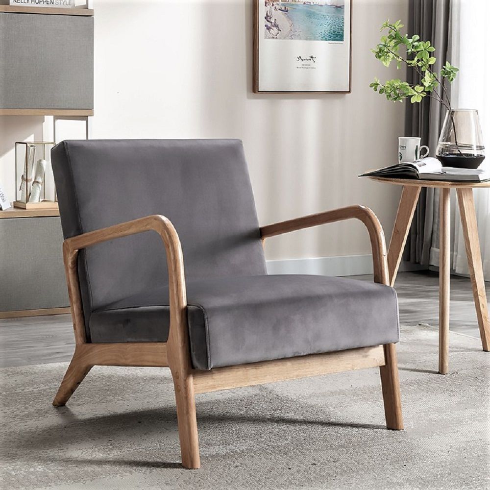 Classic Mid-Century Modern Accent Chairs, Open Framed Armchair With Cushioning- Unique Piece Furniture- {{Product type}}