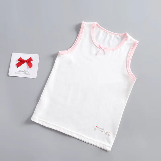 Girls Cotton Cami Top - Solid/Floral Patterns - White(Vest) 120 - cami top