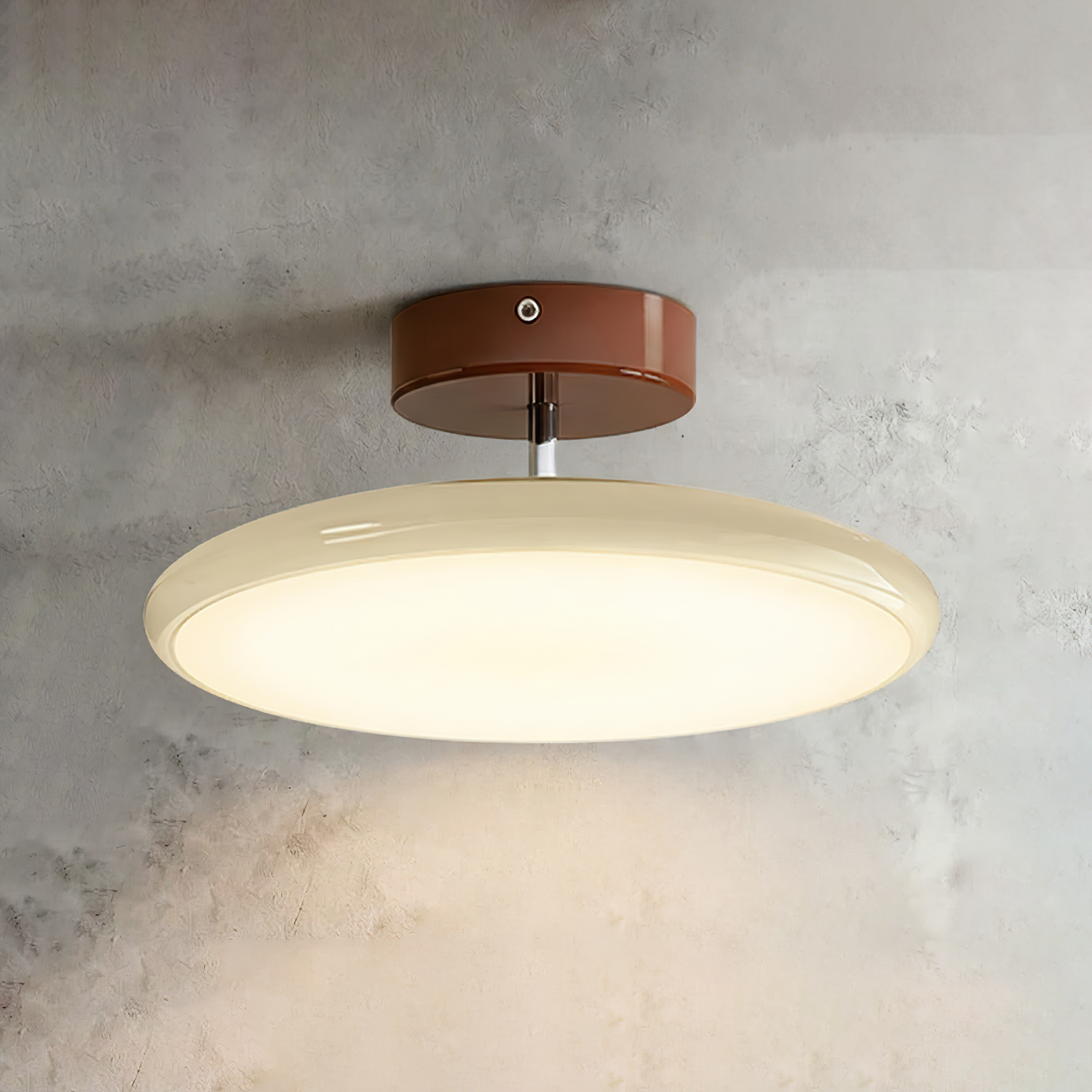 French Retro Cream Saucer Ceiling Lamp - ∅19.7"xH3.5" Beige - Ceiling Light