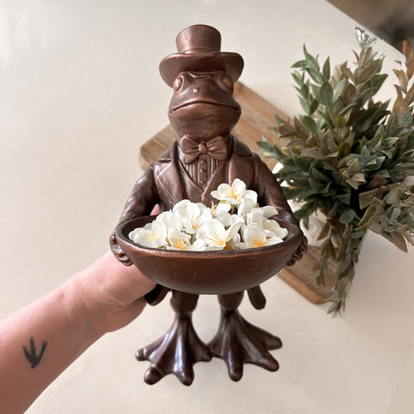 Charming Frog Bronze Bowl | Dapper Critters Collection - - Sale