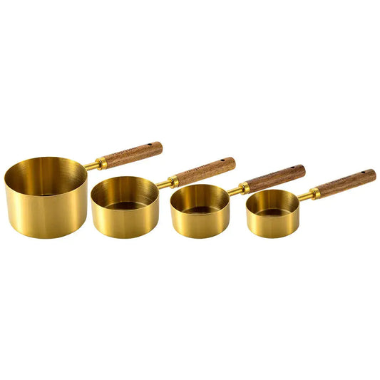 Wooden Handle Stainless Steel Measuring Cups Set Kia Day Design