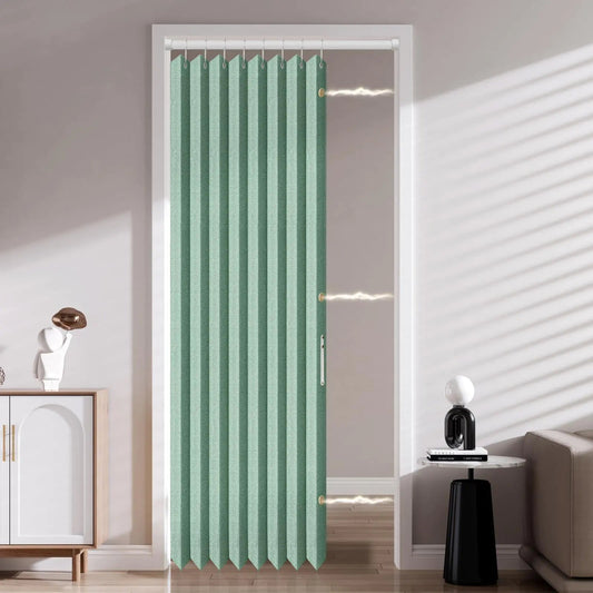 Green Pleated Magnetic Accordion Door Curtain - Kia Day Design