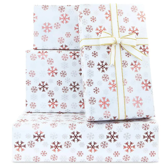 4 Sheets Snowflake Foil Wrapping Paper - - wrapping paper