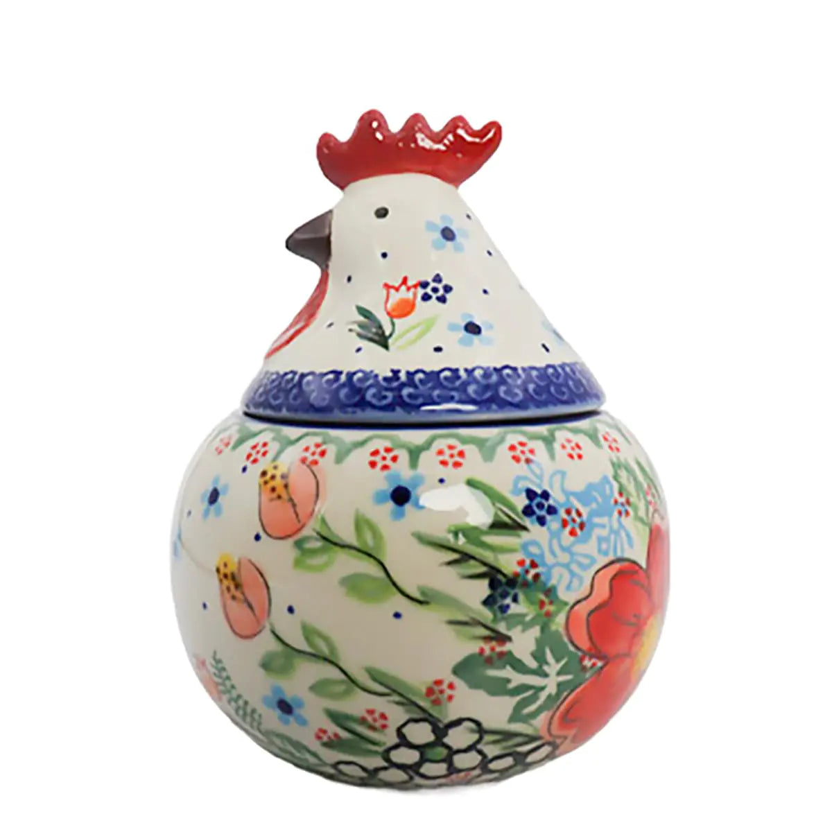 Rooster Shaped Bicuzat Vintage Flower Pattern Ceramic Sugar Bowl Salt Bowl with Lid - Kia Day Design
