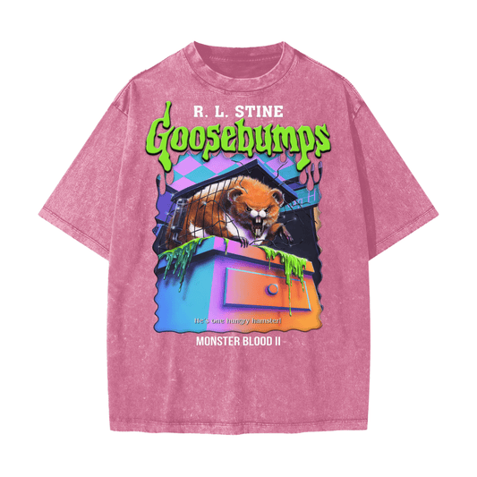 Goosebumps Monster Blood II Heavyweight Snow Washed T-Shirt - Pink - gymwear