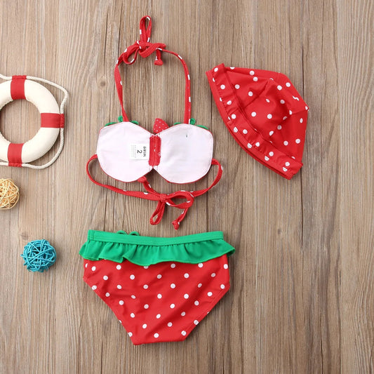 Baby Girl Strawberry Printed Bikini Kia Day Design