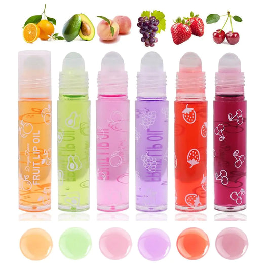 Baorder 6Pc Roll-On Fruit Flavored Rollerball Lip Gloss Set - - lip gloss