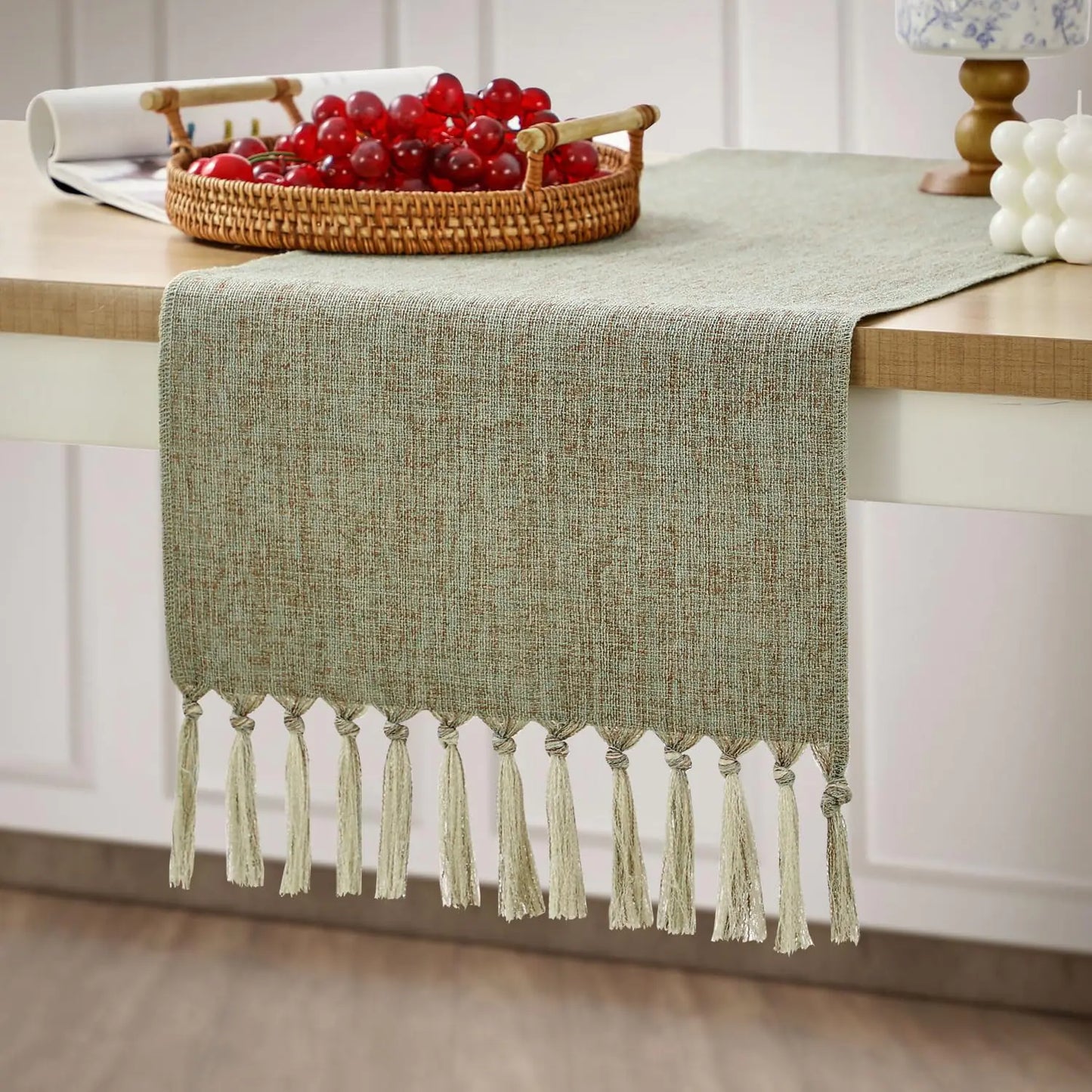 48-Inch-Long Sage Green Table Runner - Kia Day Design