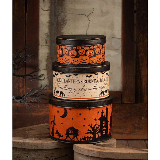 Halloween Vintage Tins Set 3 by Bethany Lowe Designs - - Seasonal & Holiday Decorations