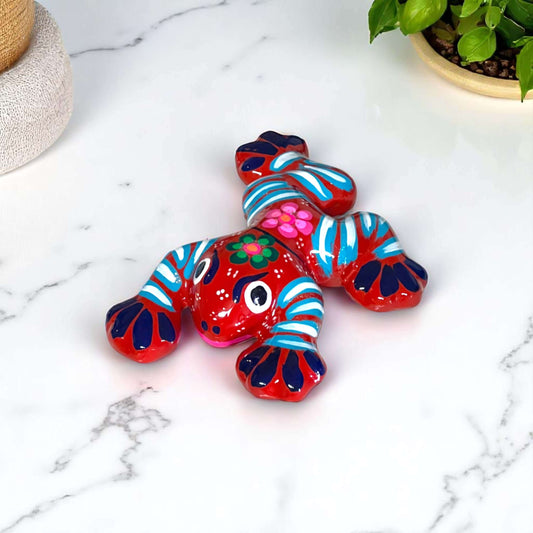 Colorful Talavera Frog Figurine Hand-Painted Mexican Wall Art - - Guerrero Wall Art