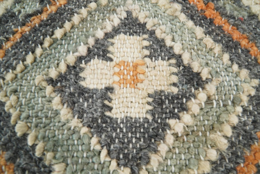 Rust and Charcoal Hand Woven Boho Jute and Wool Accent Pillow - - pillow