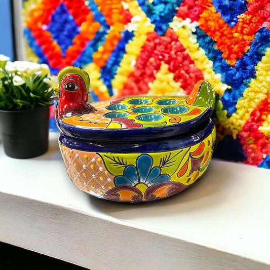 Talavera Chicken Egg Crate Handmade Ceramic Egg Holder - - Talavera Egg Crate