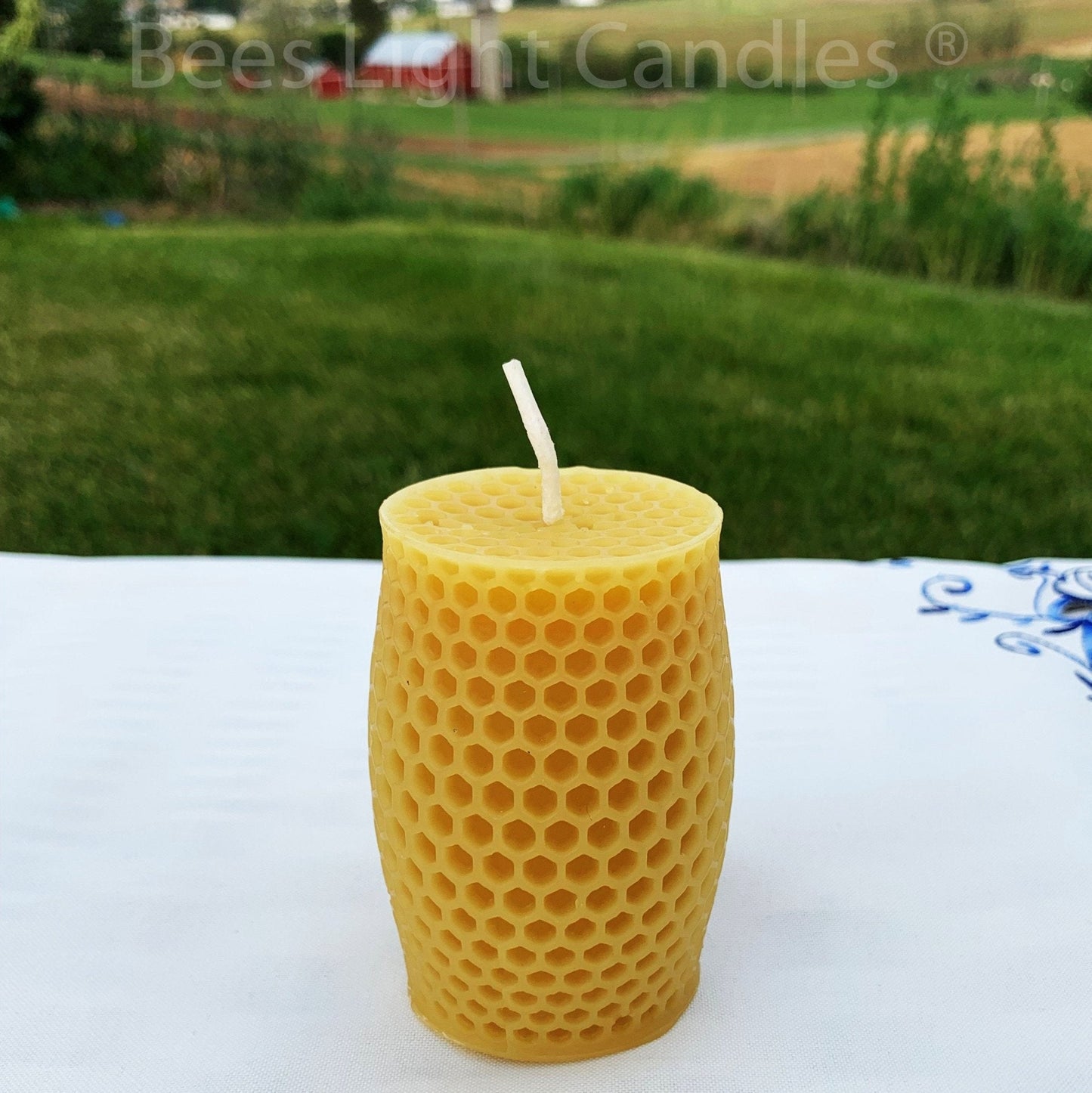 Honeycomb Curvy Pillar Candle - - Candles