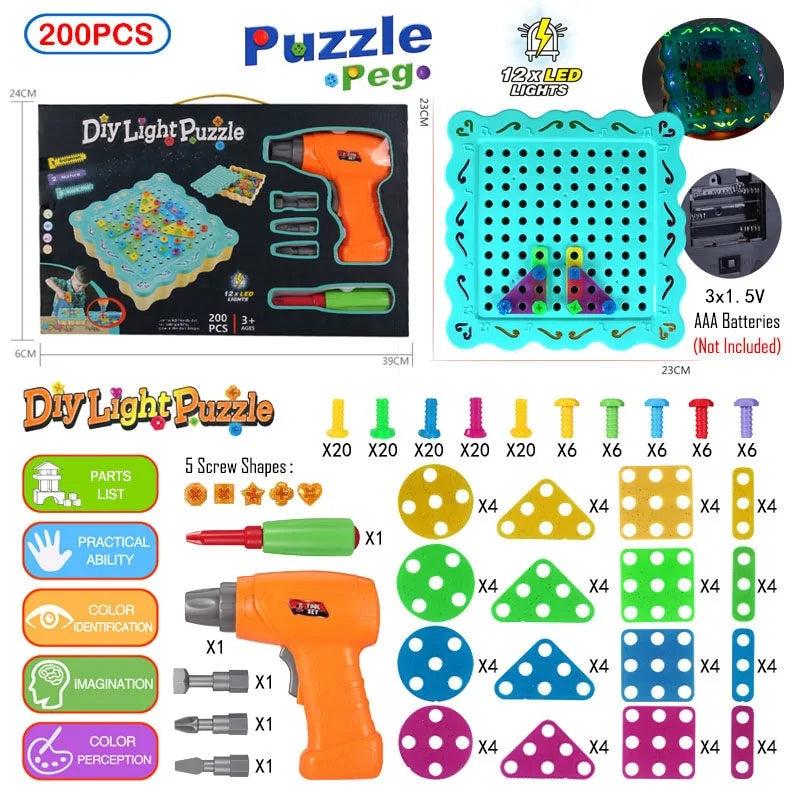 3D Mosaic Puzzle Building Set with Tools - Kia Day Design