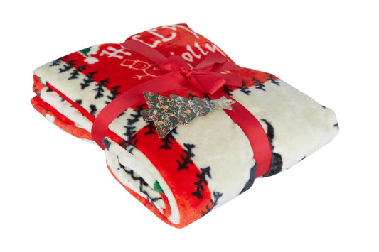 Dolce Bonita Home Wellsoft 3D TV Blanket Holly Jolly, Red Kia Day Design
