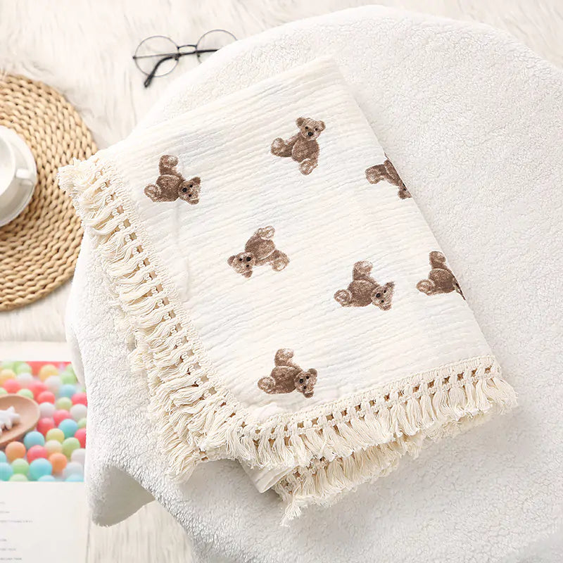 Cute Bear Muslin Cotton Baby Blanket Kia Day Design
